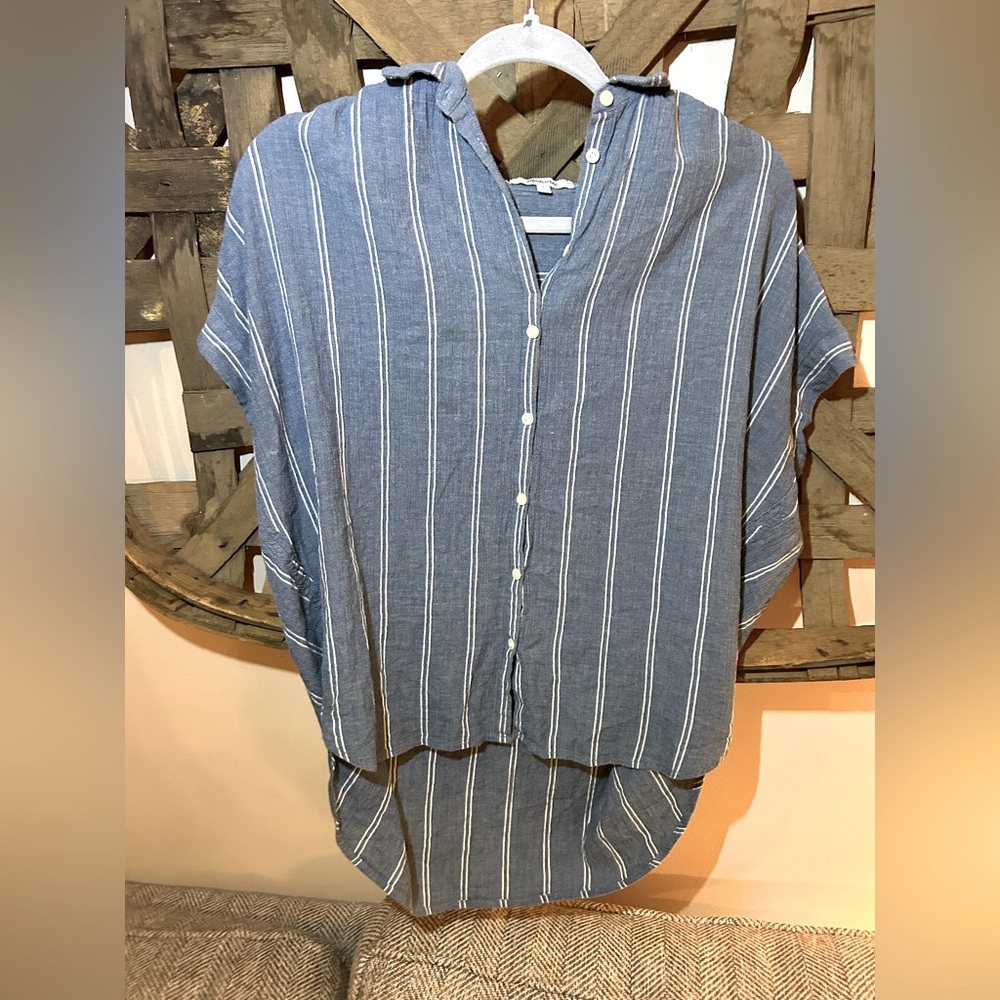 Madewell Central Shirt in Blue and White Stripe - Size Small
